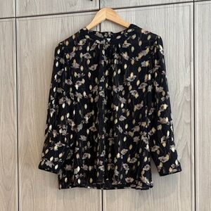 Women's Black Floral Sheer Blouse